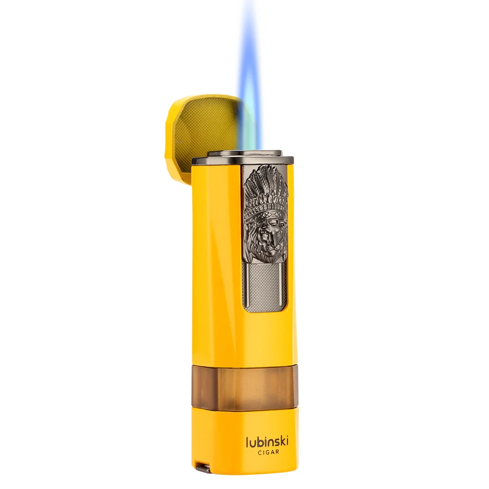 

LUBINSKI 1 Torch Cigar Lighter Metal Portable With Punch Cigar Lighter Smoking Accessories With Gift Box