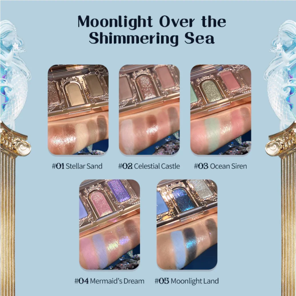 플라워 노즈 문라이트 머메이드 시리즈 5색 주얼리 아이섀도우 팔레트 효과 실키 파우더 매트 카멜레온 아이 메이크업 화장품