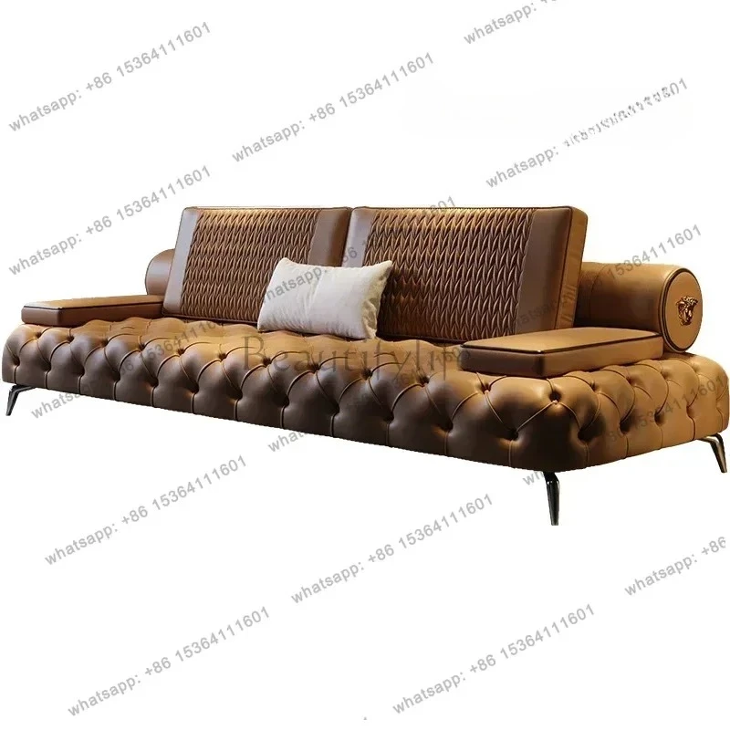 

Armrest Large Filler Sofas European Brown Wood Modern Floor Salon Couch Recliner Luxury Nordic Divano Soggiorno Home Furniture