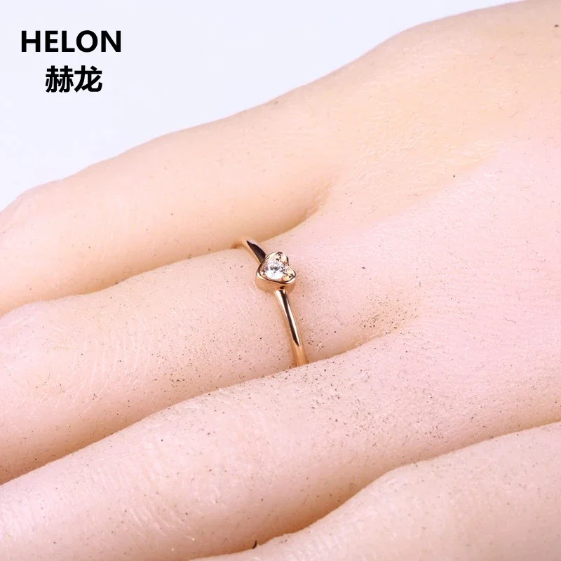 Attractive! Solid 10k Rose Gold VS/H Natural Diamonds Engagement Ring Wedding Band Trendy Heart Women