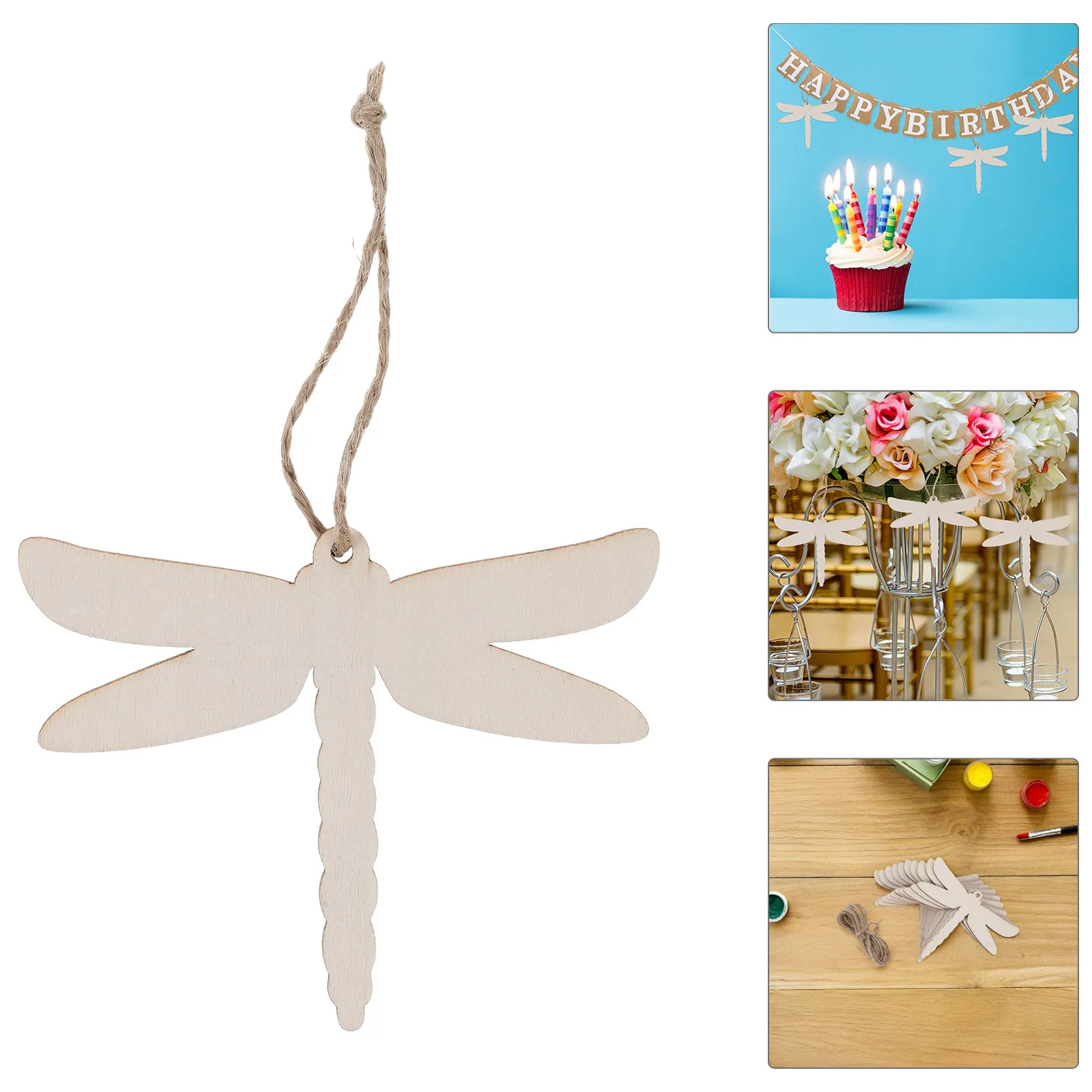 20Pcs Wooden Dragonfly Cutouts Blank Animal Decorations for DIY Crafts Party Decorations Summer and Spring Party Ornaments