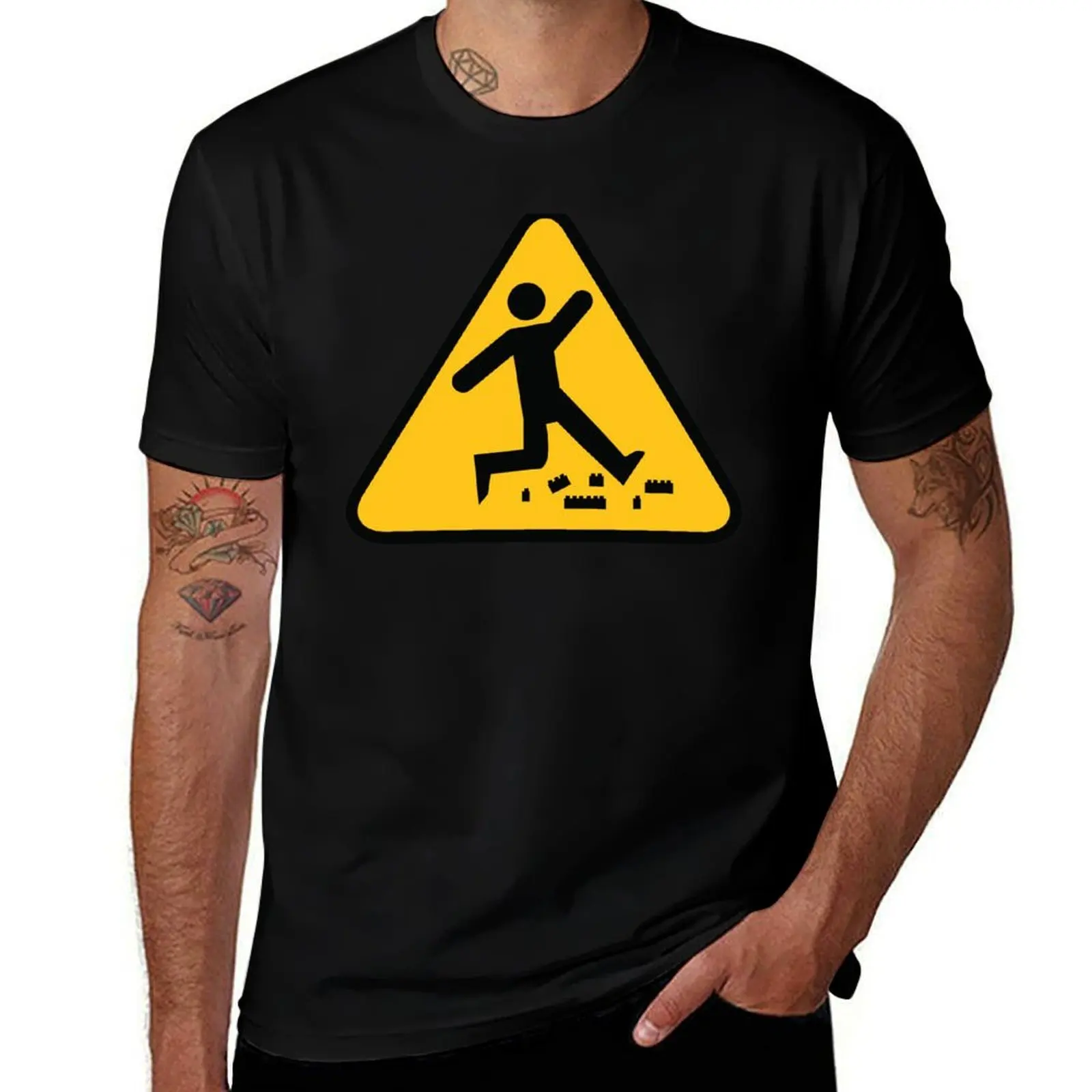 Warning- Toy plastic bricks T-Shirt man t shirt summer T-Shirt