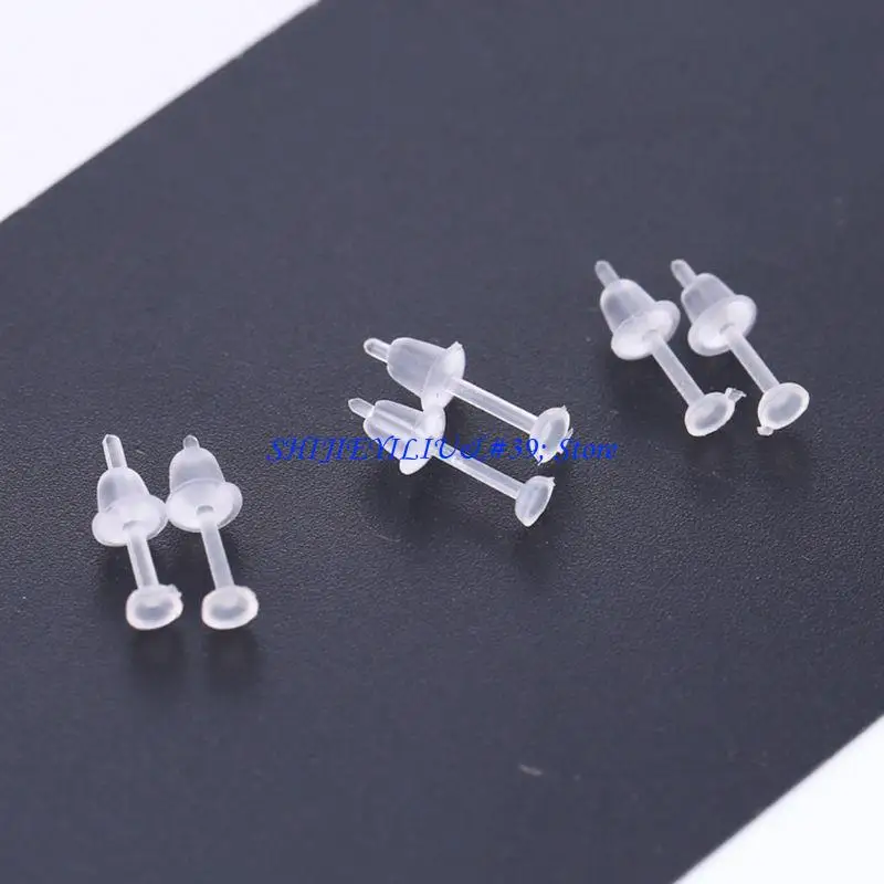E21F Creative 100 Set Clear Earrings Ear Studs Piercing Retainers for Women Men