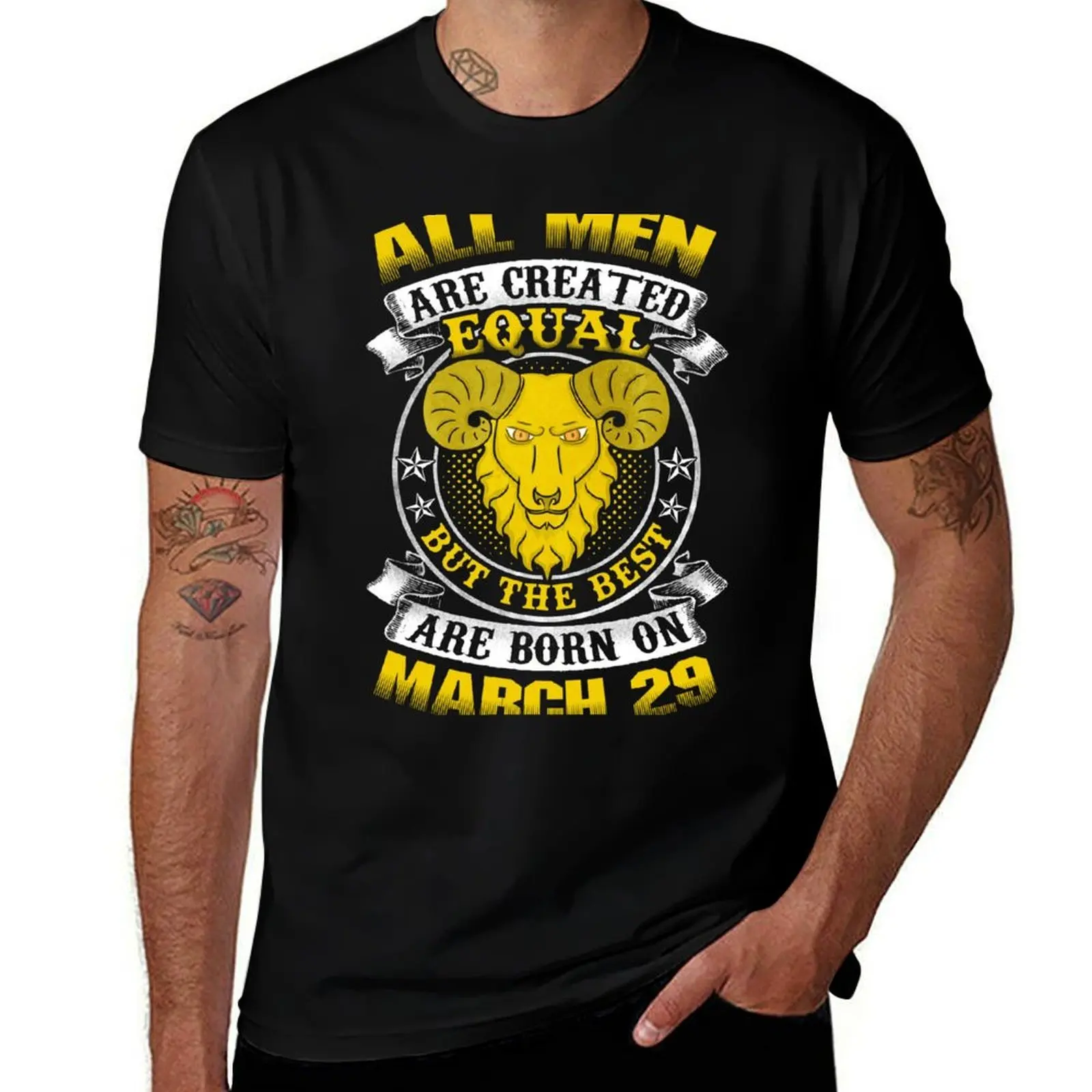 The Best Men Are Born On March 29 Aries Zodiac T-Shirt Vintage Style Printed Top T-Shirt