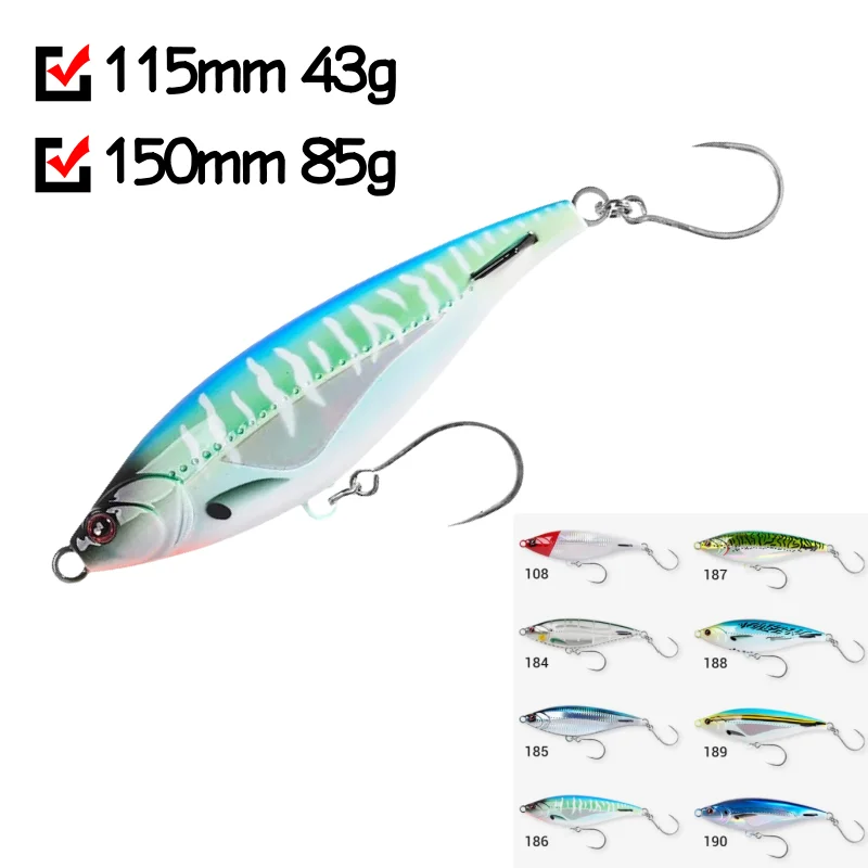 

NOEBY 4pcs Stickbait Sinking Pencil Wobbler Long Casting, Artificial Hard Baits,Sea Bass Tuna Fishing Lure,115mm 43g,150mm 85g