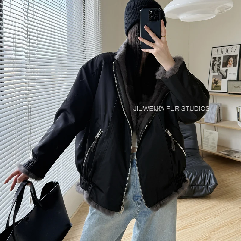 

Women's jacket 100% Natural Real Fur Coat Winter Down Jacket Warm Elegant Women Outerwear 2025 New Parker Arrivals Coats Jackets