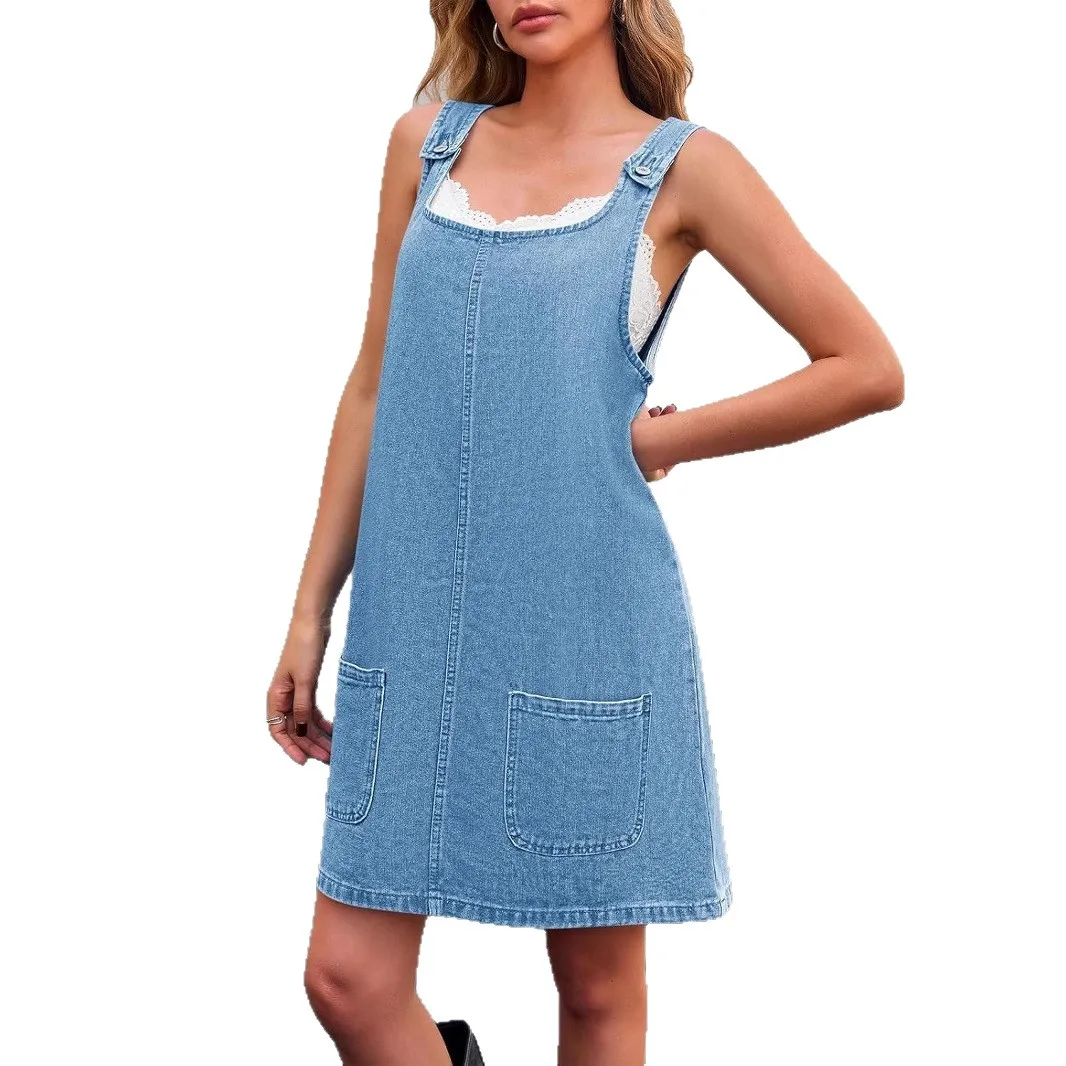 Casual Loose Fit a Line Dress Sweet and Fresh with Strap Patchwork No Built in Bra Women Casual Dresses for Daily Travel Camping