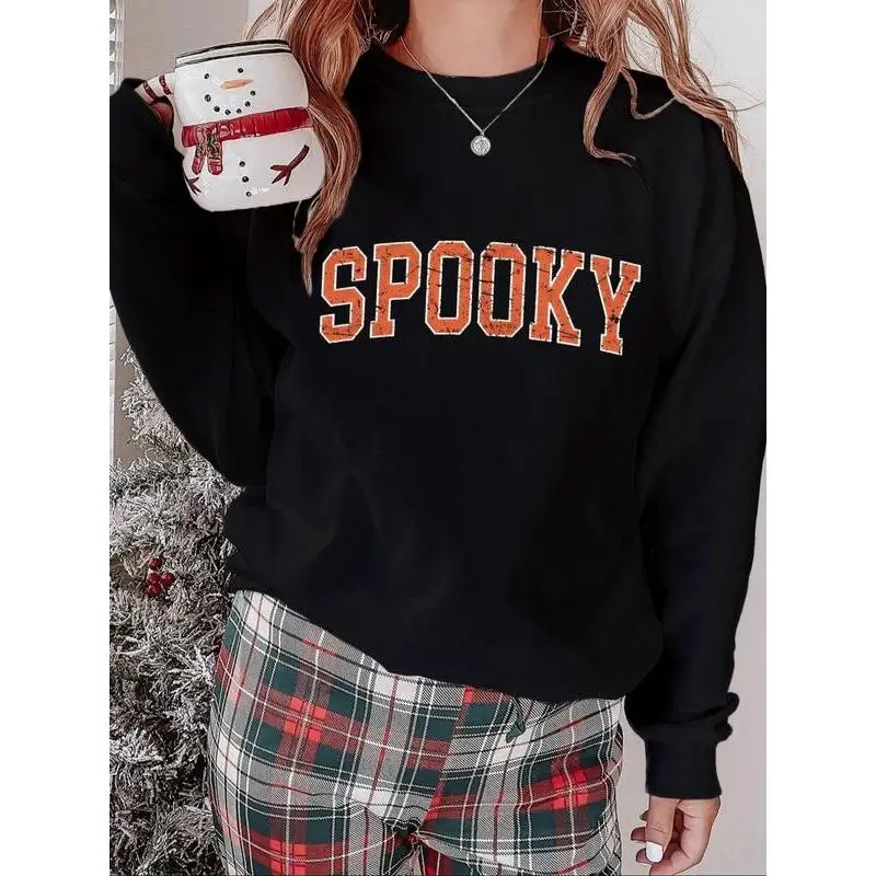 

Halloween Spooky Sweatshirt Unisex Funny Ghost Graphic Pullover Autumn Fall Holiday Cotton Top Spooktacular Gift