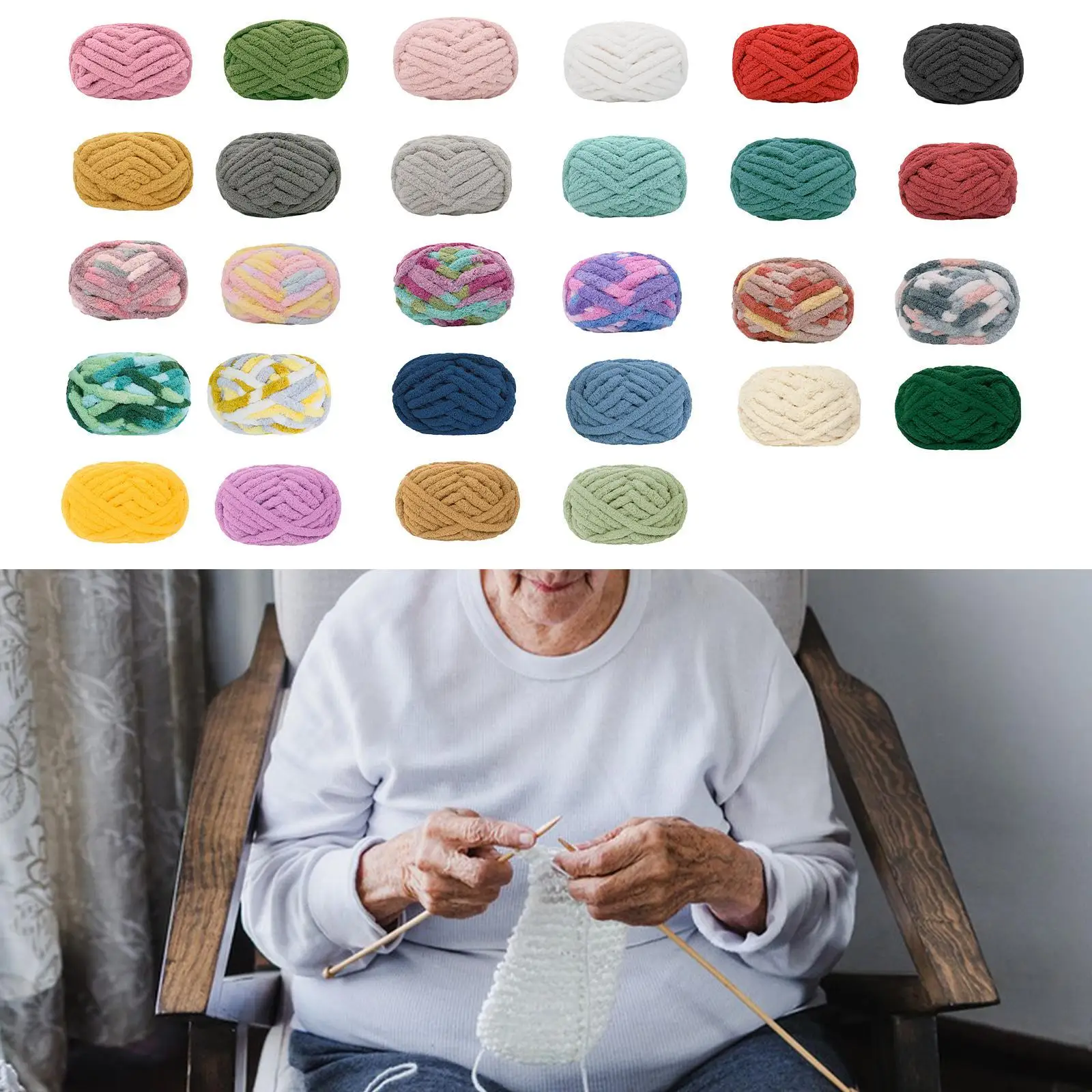 

Chunky Wool Yarn Filling Bulky Giant Wool Yarn Summer Washable Soft Jumbo Tubular Yarn for Scarf Sweater Hats Bed Fence Crochet