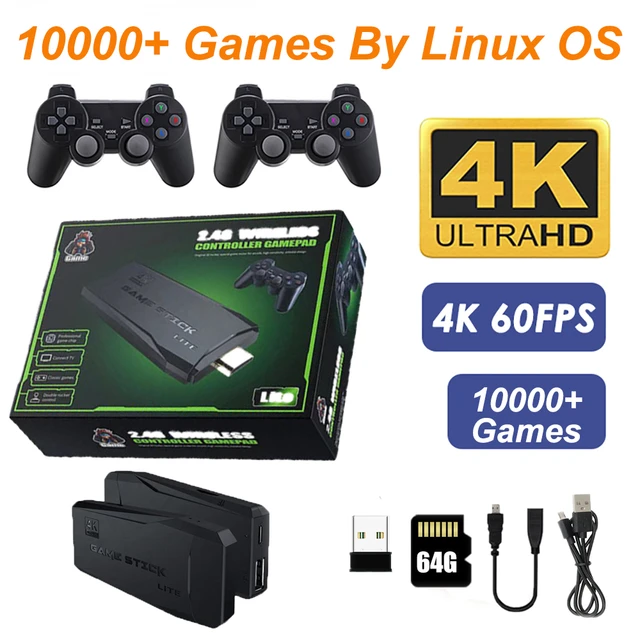 LEMFO M8 Game Stick 4K Linux OS TV Video Game Console Built in 10000 Games 2.4G Dual Wireless Handle 64GB 3D Games For PS1 SFC