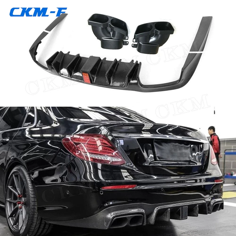 

E Class B Style Carbon Fiber Rear Bumper Lip Diffuser with Light for Benz W213 E200 E260 E300 E63 AMG 2017 2018 2019