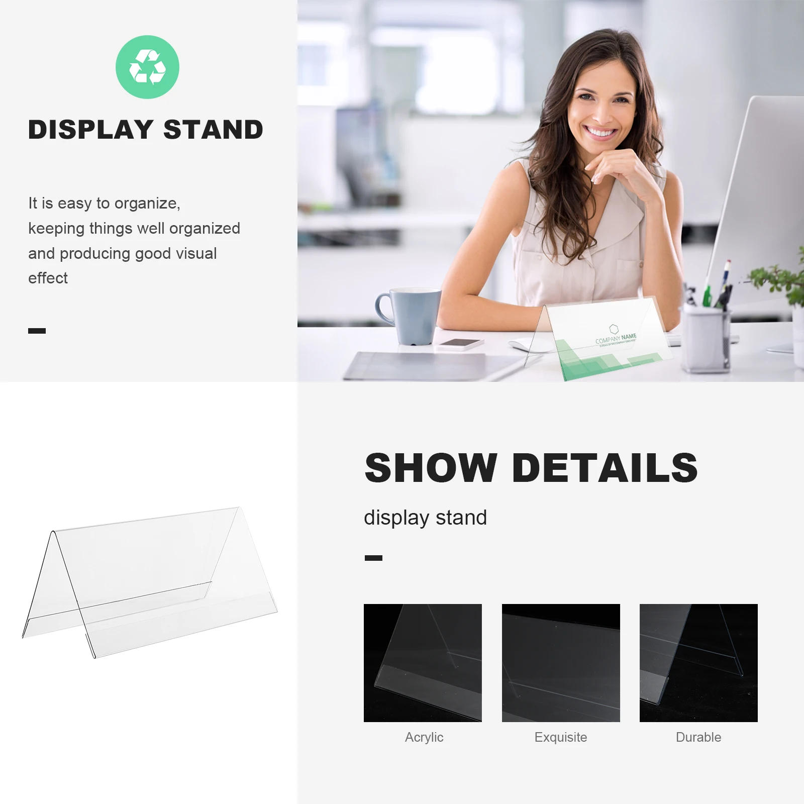 

5 Pcs Double Sided Acrylic Display Board Desk Name Sign Card Shelf Table Holders