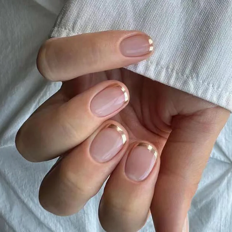 24 pçs curto ballet unhas falsas branco francês unhas falsas com pó brilhante wearable simples caixão imprensa em unhas manicure quadrada