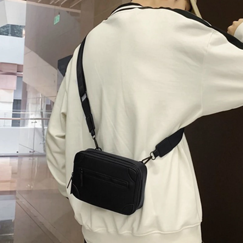 Trend Simple Men's Small Shoulder Bag Hip-Hop Streetwear Personality Box Bags for Men Suitcase Shape Bag Crossbody Bags Man