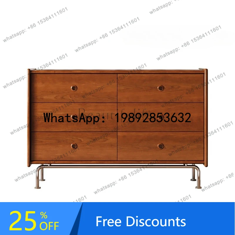 

HH Medieval solid wood six-chest cabinet, retro storage side cabinet, chest bedroom, Nordic small apartment