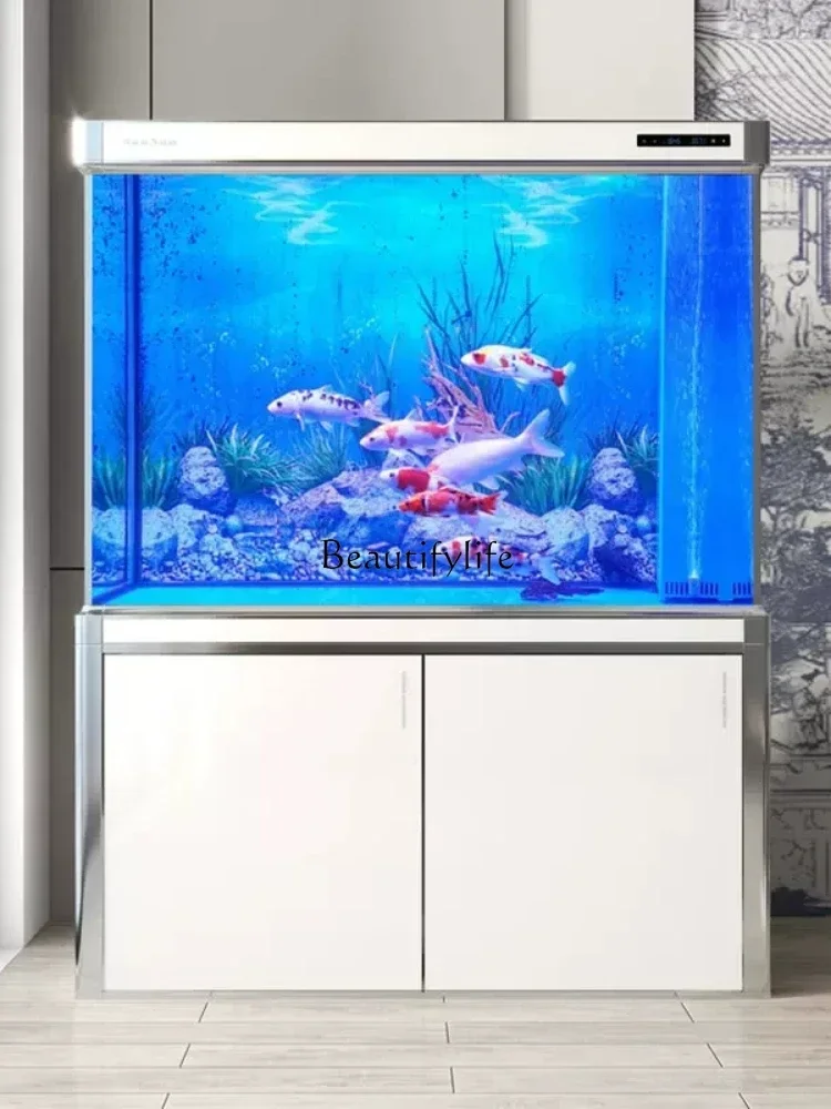 Large Super White Fish Tank Living Room Small Bottom Filter Ecological Aquarium Dragon Fish Tank