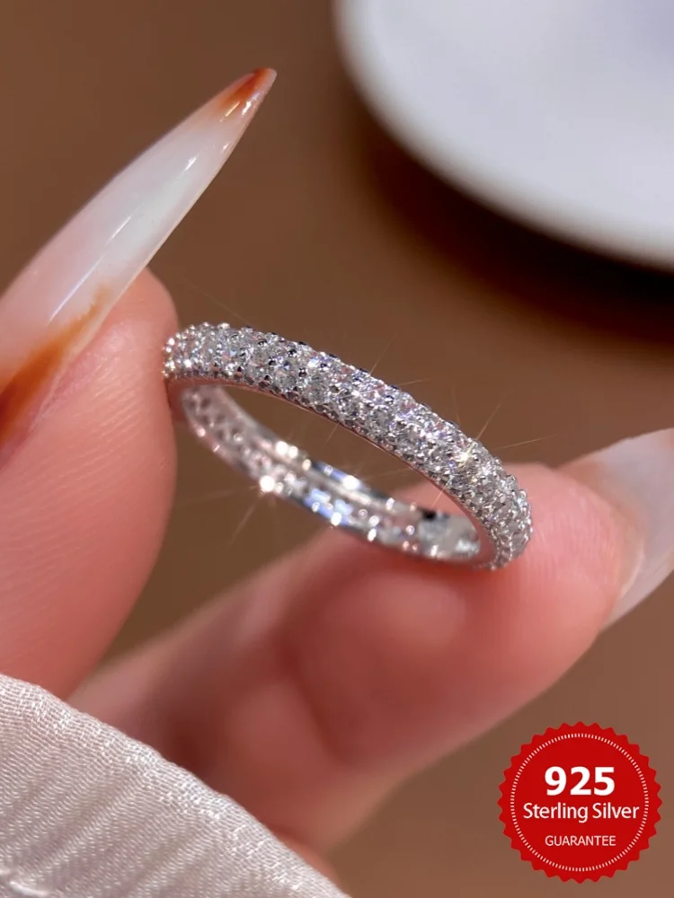 

Великолепное блестящее двухрядное кольцо из стерлингового серебра 925 пробы с цирконом для женщин, повседневная жизнь, юбилей, высокое качество, ювелирные изделия