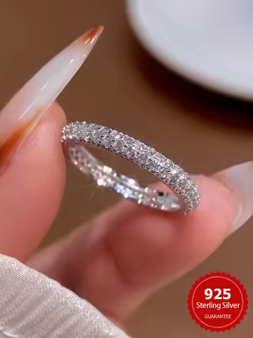 925 Sterling Silver Gorgeous Shiny Circle Double Row Zircon Ring For Women Daily Life Anniversary High Quality Fine Jewelry