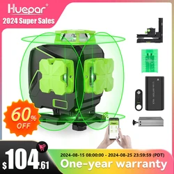 Huepar 16 linee autolivellante Cross Line livello Laser 4x360 ° linee Laser a raggio verde 4D strumenti Laser per pavimenti con piastrellatura ricaricabile