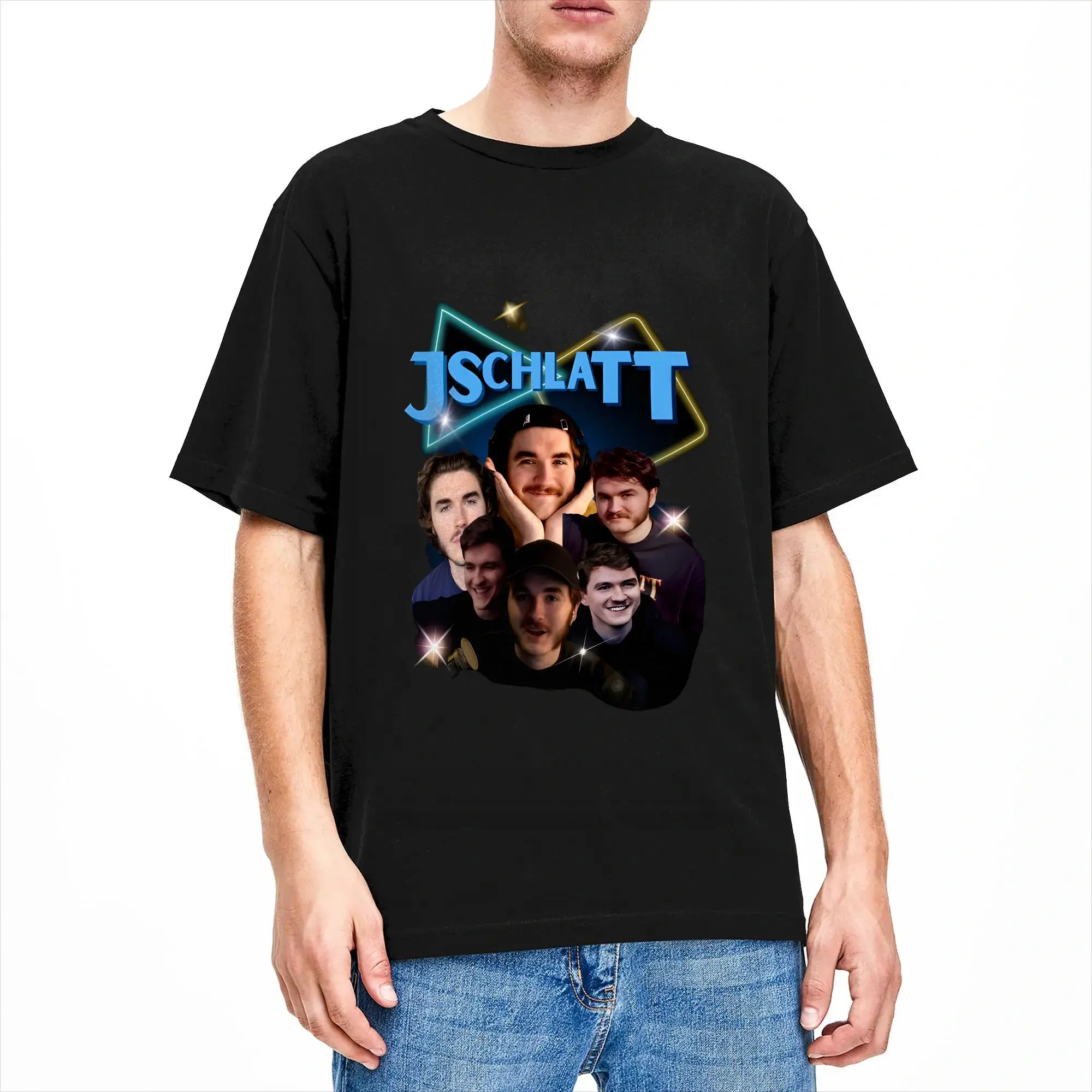 Jschlatt Multi Faces Vintage Bootleg Collage T Shirt Mens T Shirts Summer O-Neck Harajuku Tee Shirt Pattern Big Size Clothes