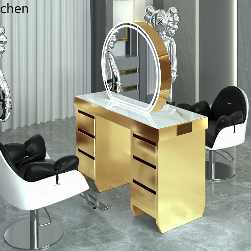 DSAHair Salon Mirror Table Dyeing and Perming Area Perm and Dyeing Table Mirror Cabinet Integrated Hair Hairdressing Mirror