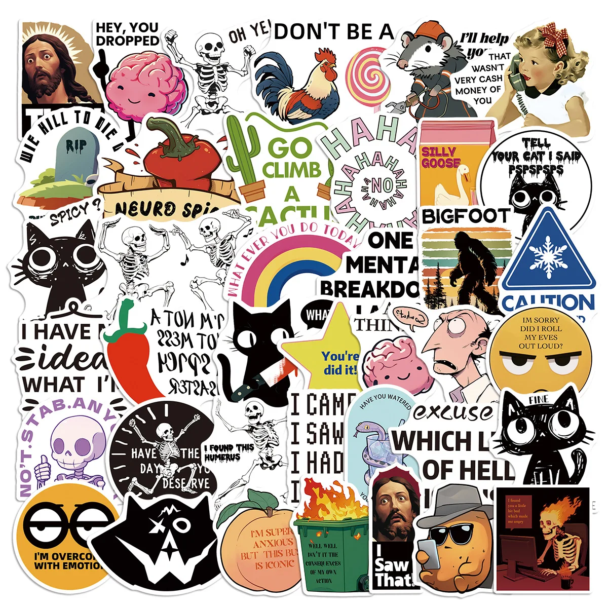 

10/50PCS Funny Snarky MEME Stickers Spoof DIY Stickers Scrapbooking Phone Luggage Skateboard Waterproof Decals Kkids Gifts