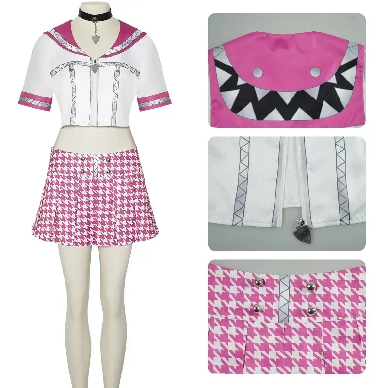 CosplayKujikawa Rise disfraz de Cosplay con perruque pour femme, robe de danse rose pour fille, Halloween