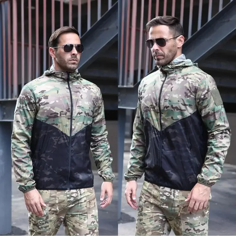 

Men's Tactical Waterproof Bomber Jacket Summer Military Lightweight Army Male Camouflage Soft Shell Multicam Windbreakers Coats