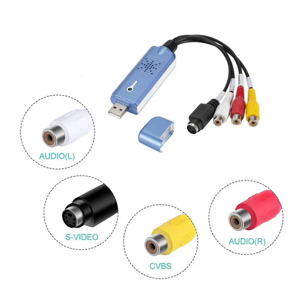 LccKaa USB Audio Video Capture Card Adapter RCA to USB 2.0 Video Capture Converter With USB Cable For TV DVD VHS Capture Device