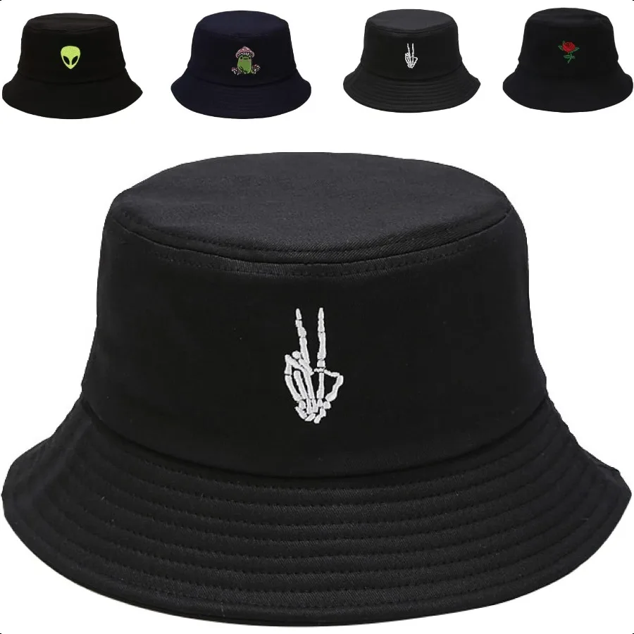 

Cotton Bucket Hat for Women Men Summer Travel Sun Beach Bucket Cap Unisex Outdoor Fisherman Hat