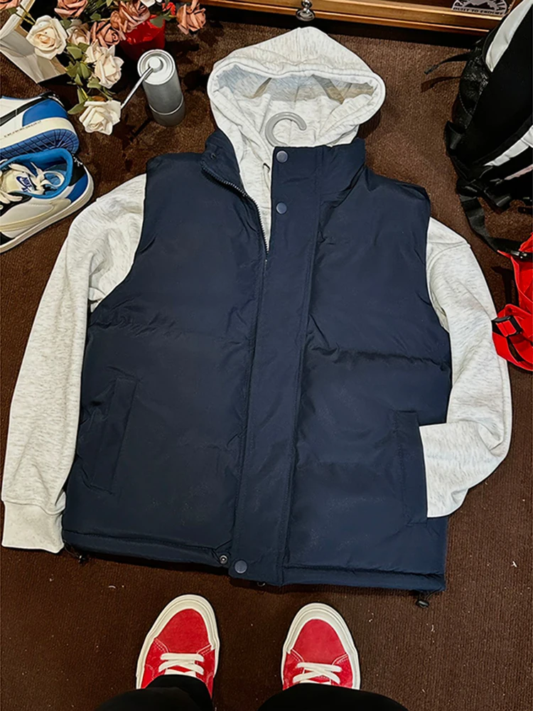 

Lightweight American Sle down Vest Men's Autumn Winter Stand Collar Jaet Cleanfit oulder Cotton Coat k Blue