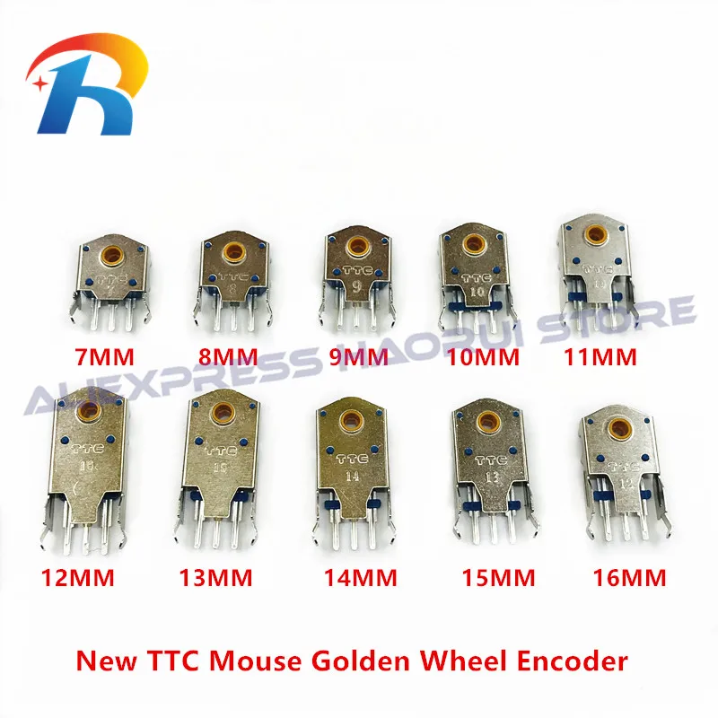 10Pcs New TTC Rotary Mouse Scroll Golden Wheel Encoder 7MM~16MM 8mm 9mm 10mm 11mm Dustproof Sealing For PC Mouse 76 Million Grid