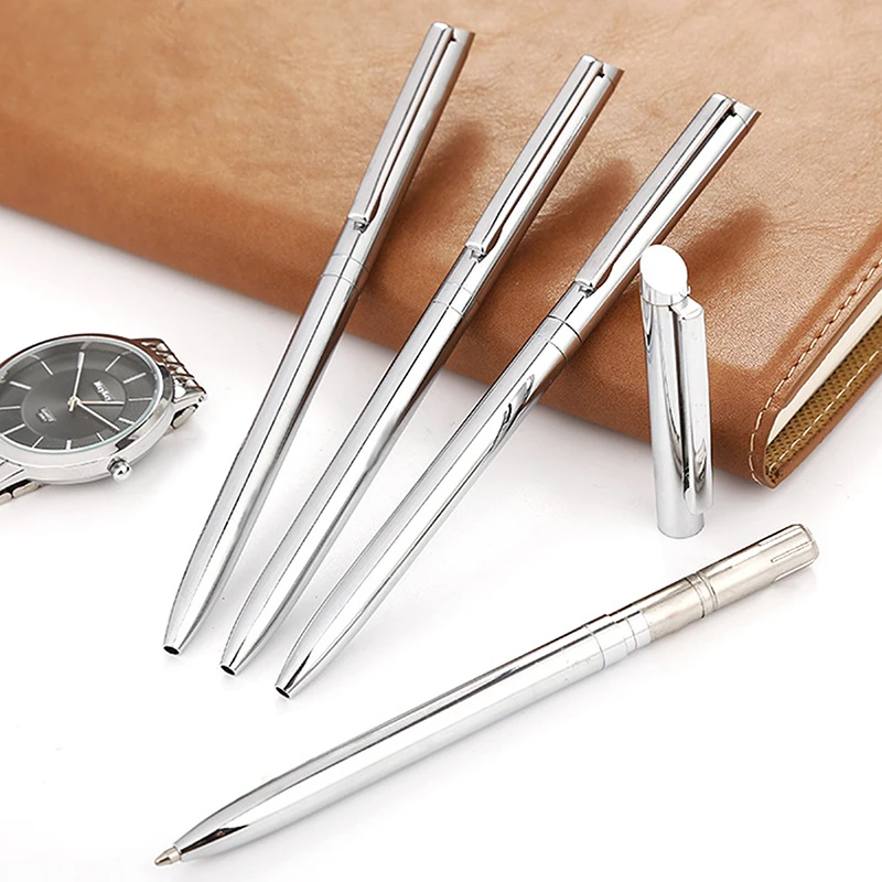 

10pcsOblique Headed Metal Ballpoint Pen Custom Logo Carving Name Business Advertising Teacher Gifts Office Supplies