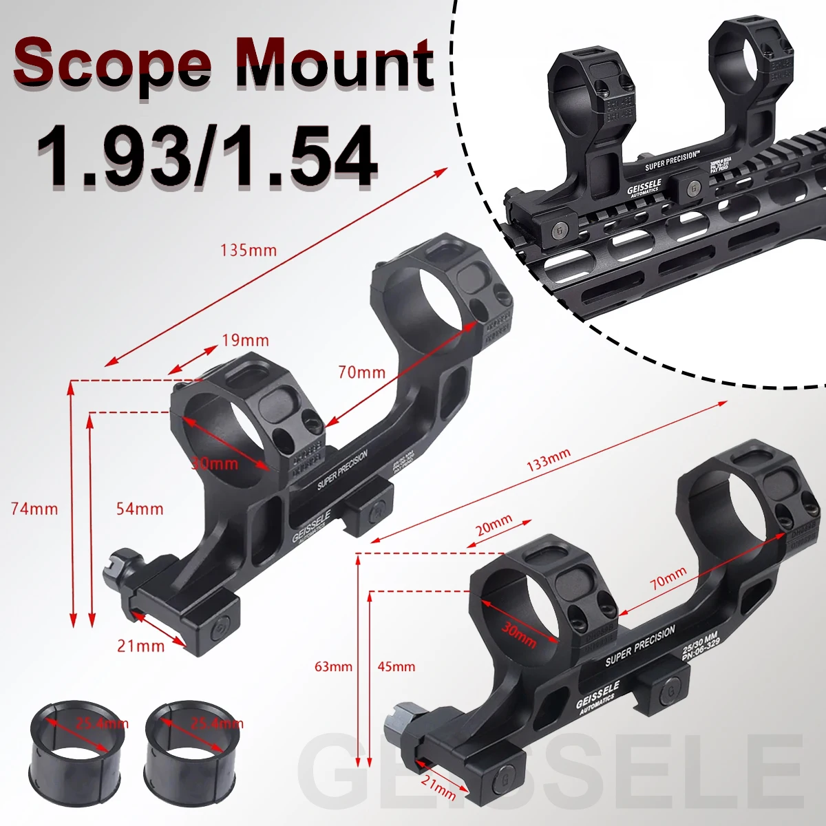 Tactical GEISSELE 1.54 1.93 Mount  Automatics AR15 Scope Mount For 30mm 25.4mm OpticalSight Mount For 20mmPicatinnyRail Aluminum