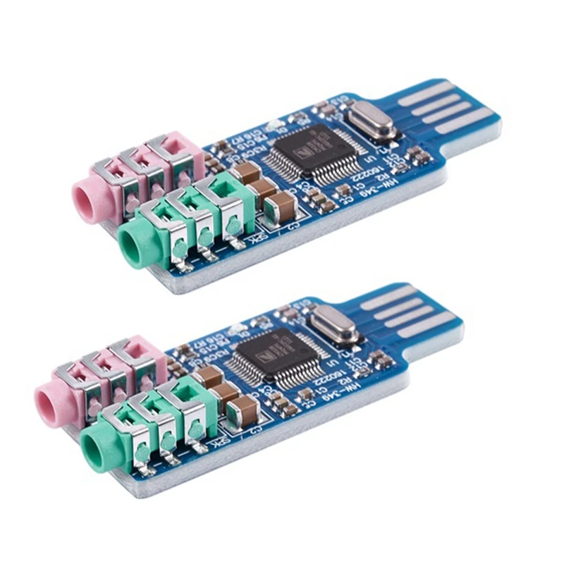 

2Pcs Free Driver USB Sound Card CM108 USB Sound Card Chip Blue