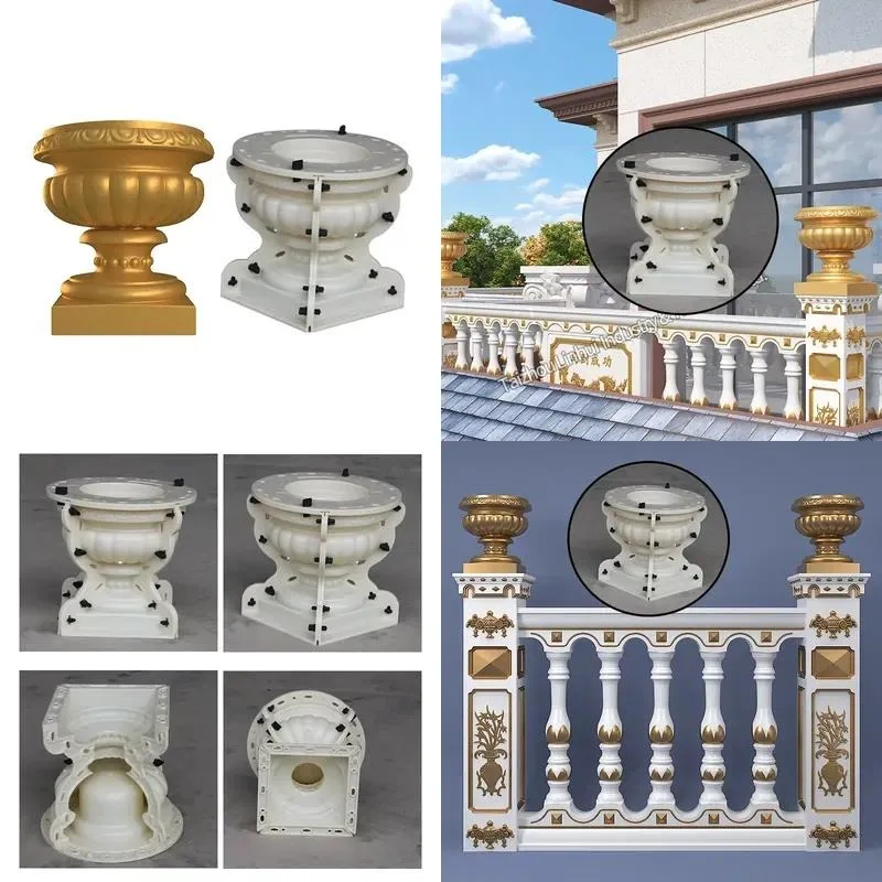 Ready Made Concrete Flower Pot Mold Small Casting Sculpture Decorative Garden Round Precast Cement Planter