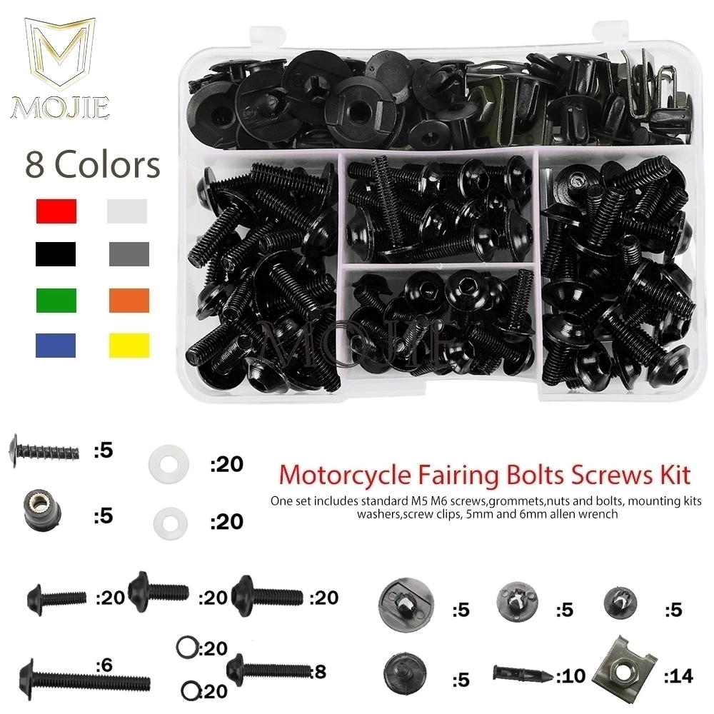 

For Kawasaki Ninja 650 Z650 Z900 For Yamaha MT 07 09 03 For BMW GS For Honda CB CBR Universal Fairing Bolts Screws Kit Nut Clips