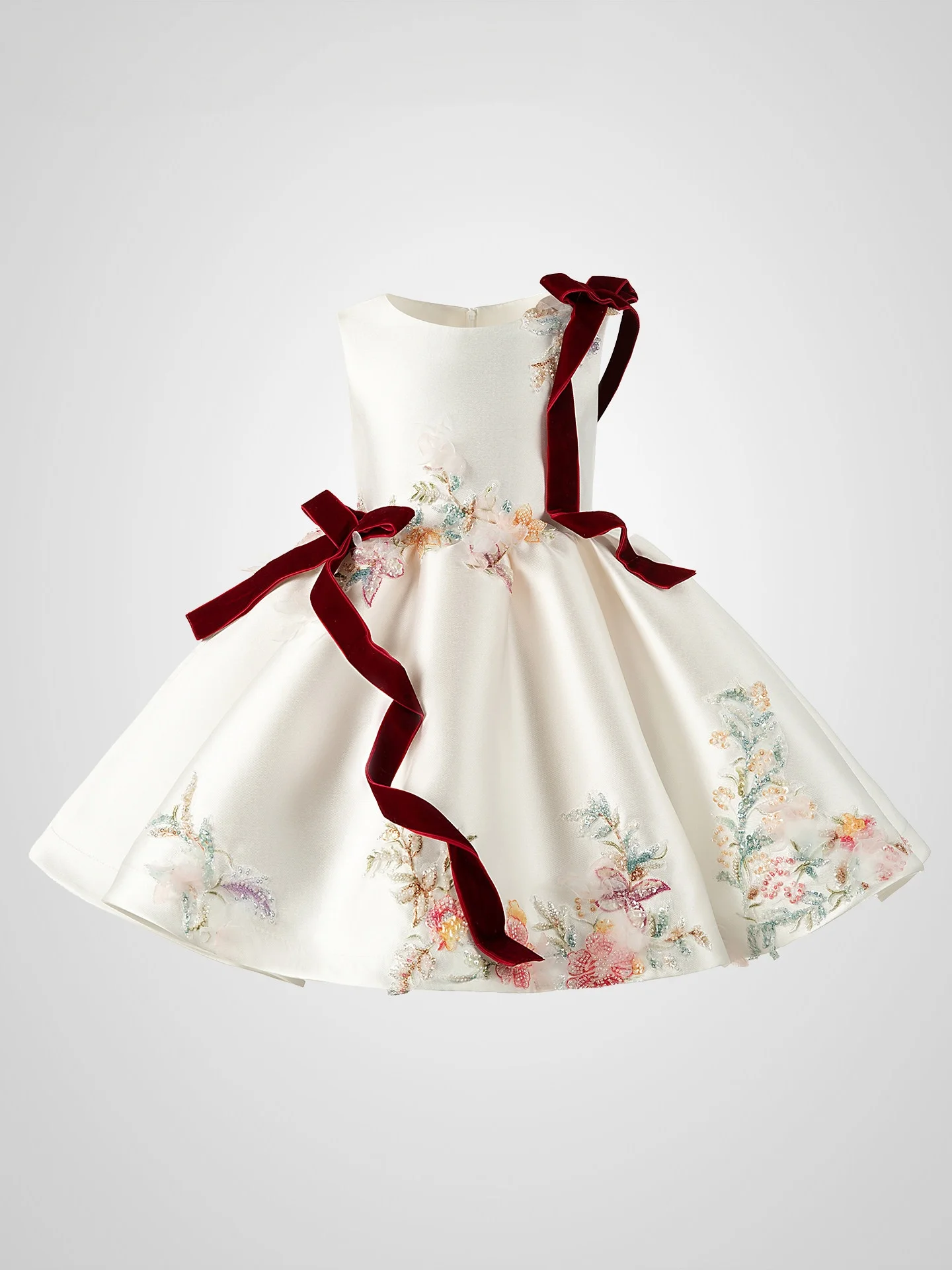custom-luxury-dress-female-wedding-guest-gown-sleeveless-floral-satin-bow-kids-gown-luxurious-birthday-outfit-for-pageant-runway