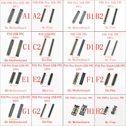 Conector de carregamento USB para huawei p30 pro e p30pro, com tela lcd, flex, 40, 32, 60 pinos, flex, 5pcs