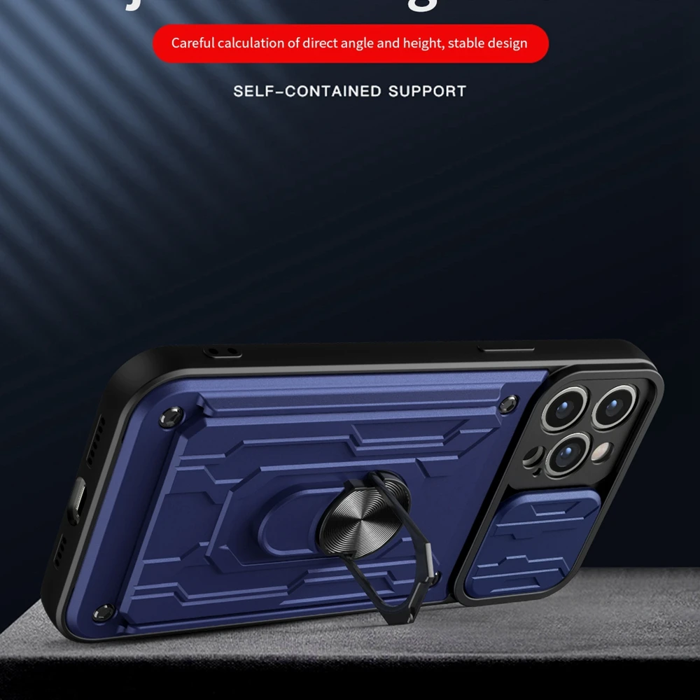Shockproof Armor Case for Samsung A51 A71 A12 A52 A72 A22 A32 A13 A53 Galaxy S20 FE S21 Plus S22 Card Holder Stand Cover