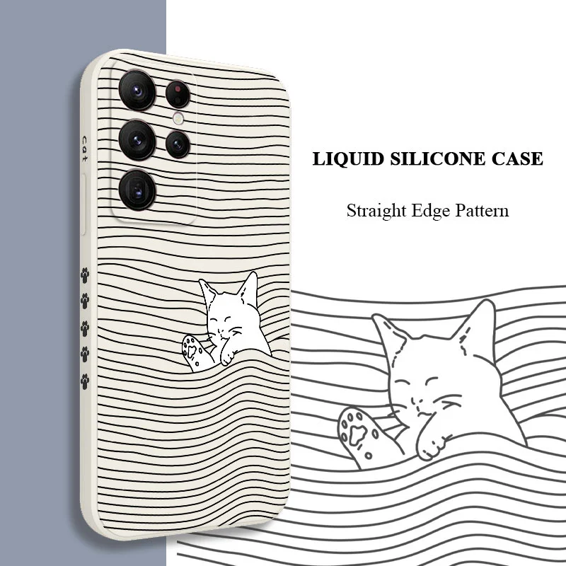 

Lazy Cat Phone Case For Samsung Galaxy S22 S21 S20 Ultra Plus FE S10 S9 S10E Note 20 ultra 10 9 Plus Cover