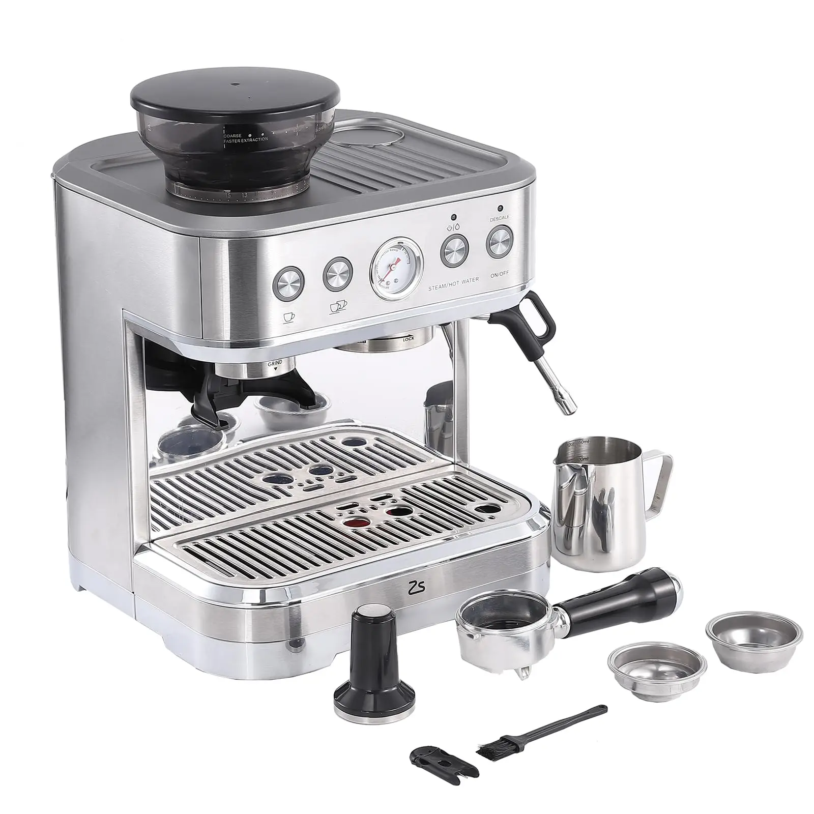 Espresso Machine with Milk Frother Grinder 15Bar Automatic Espresso Coffee Machine All In One Coffee Maker with Pump 2.5L WaterT