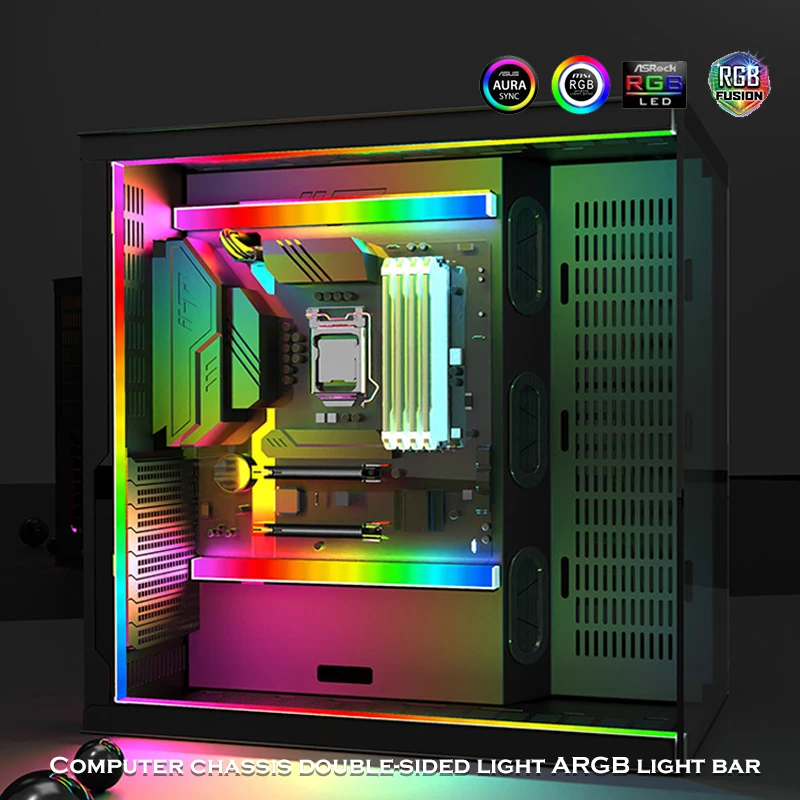 خزانة الكمبيوتر المكتبي RGB LED قطاع غاسل ضوء الهيكل، 5V ARGB M/B SYNC، تألق مزدوج الجانب من الألومنيوم، 30 سم / 40 سم #6