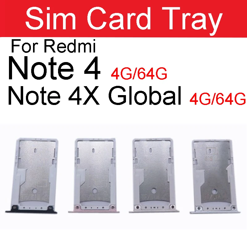 Sim Card Memory Card Slot Tray Holder For Xiaomi Redmi Note 4 4X Global 4G 64G Sim  Card Adapter Cell Phone Replacement Parts