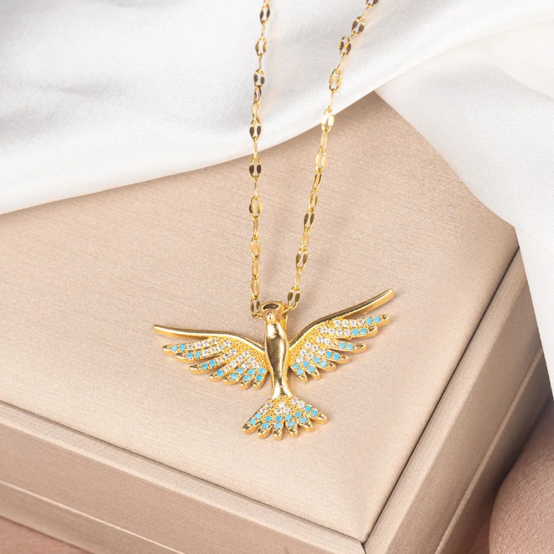 New Design Vintage Alloy Adjustable Rhinestones Eagle Pendant Clavicle Chain Woman Necklaces Jewelry Choker Gift Party