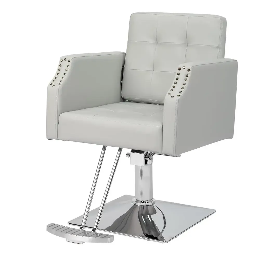 Comfortable Hydraulic Salon Chair 360° Swivel Beauty Chair Heavy Duty Barber Chair with Armrests PVC Leather Sturdy Frame Max