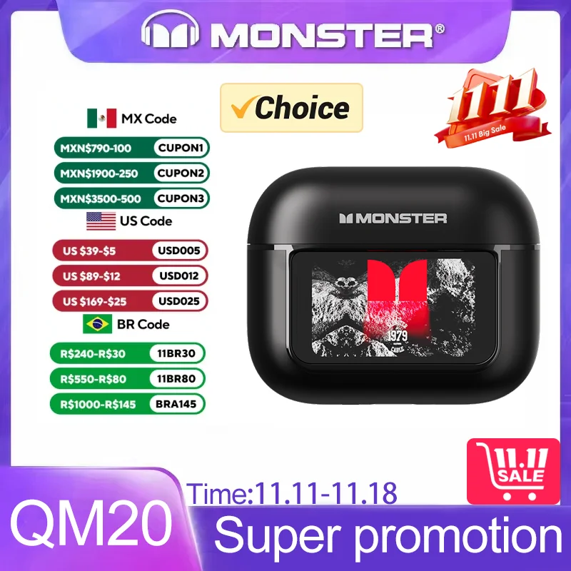 Choice Monster QM20 True Wireless Bluetooth 5,4 auriculares de larga resistencia sonido HIFI auriculares de alta calidad con micrófono nuevo