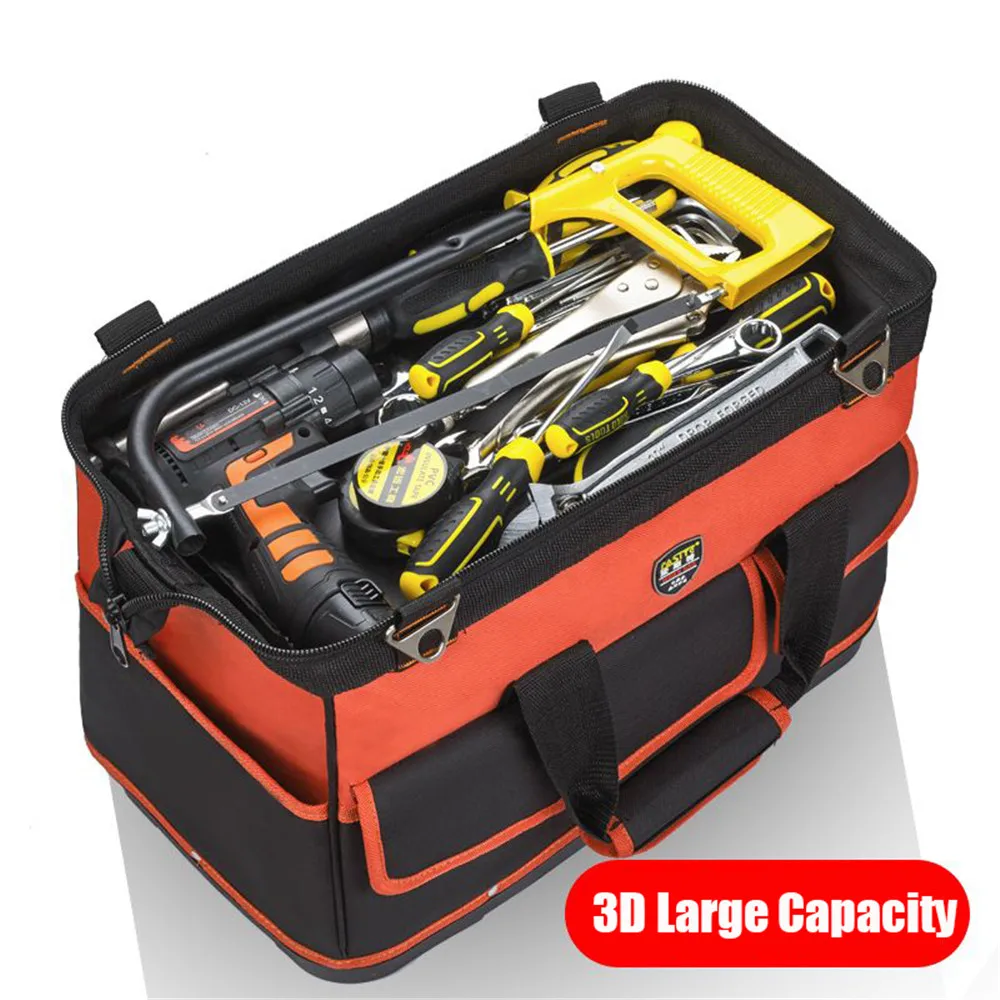 Imagem -03 - Heavy Duty Impermeável Ferramenta Bolsa Multi-function Eletricista Multi-bolso Ferramenta de Armazenamento Organizador Canvas Oxford Trabalho