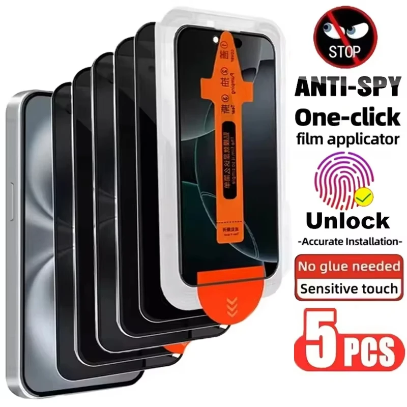 

5PCS Privacy Screen Protector For Samsung Galaxy S26 S25 Ultra S24 S23 S22 Plus Fingerprint Unlock Anti Spy Tempered Glass