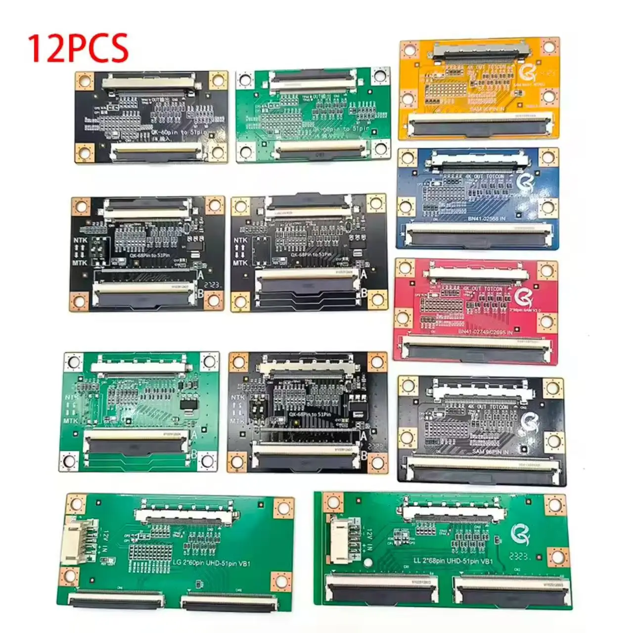 Placa Adaptadora de Tela LCD para LG 2 X 60 pinos UHD 51 pinos 2 X 68 pinos VB1, Adaptador de TV 4K para Samsung TV QK96 para 51 pinos, QK-68PIN 60 PINOS para 51 pinos